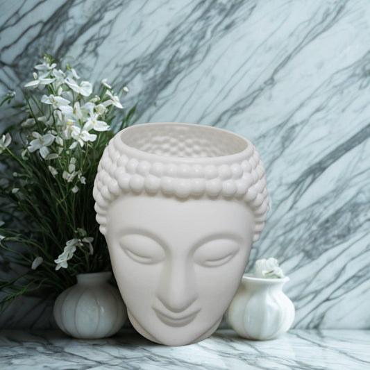 6-Inch White Buddha Pot – Peaceful, Elegant & Meaningful The Grow Kart