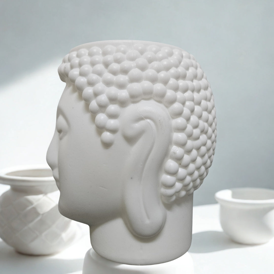 6-Inch White Buddha Pot – Peaceful, Elegant & Meaningful The Grow Kart