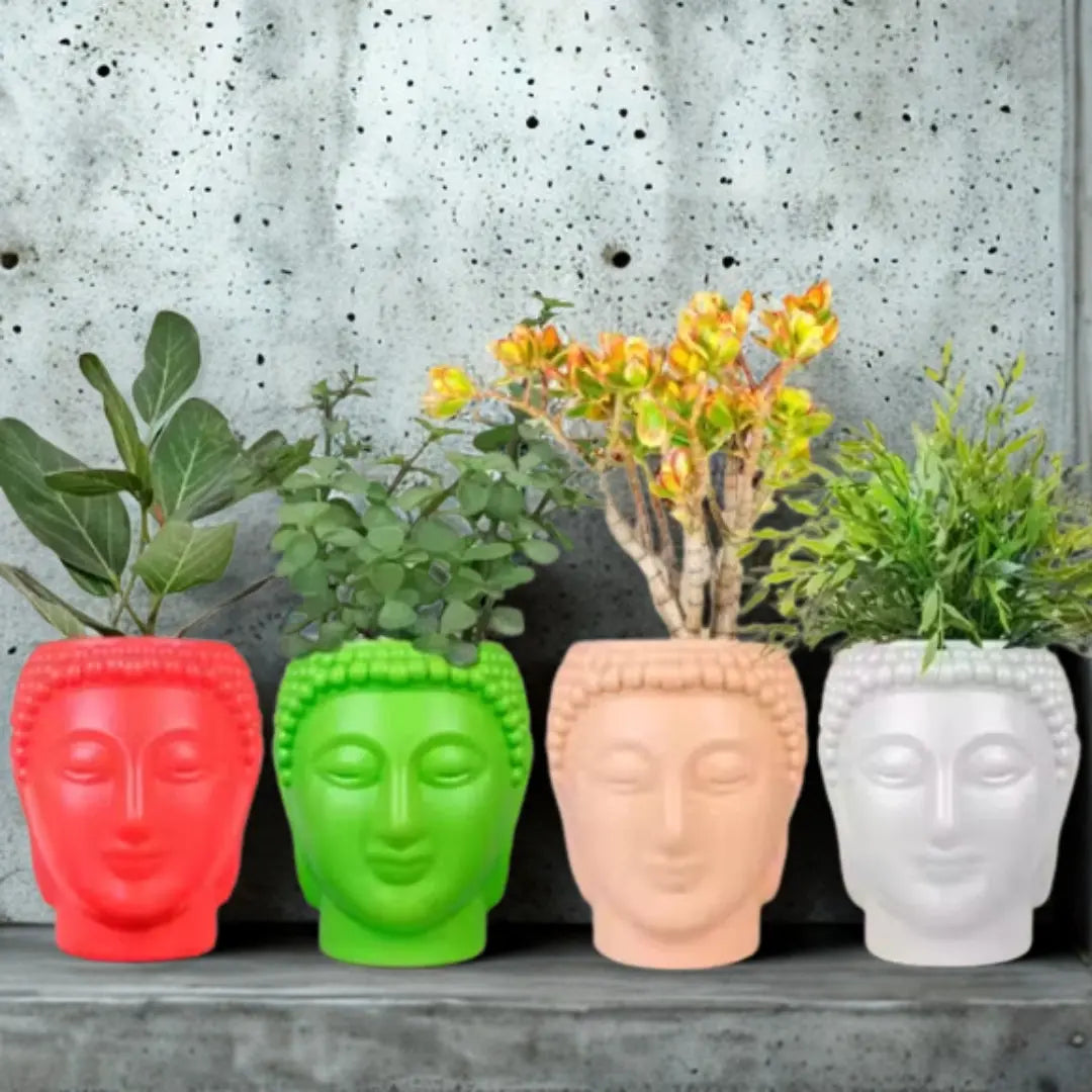 UV-Treated Buddha Flower Pots – Pack of 2 (Multicolor) The Grow Kart