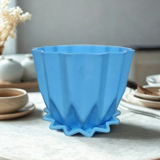 5-Inch Stylish Plastic Pot with Tray – Blue Elegance Meets Durability The Grow Kart