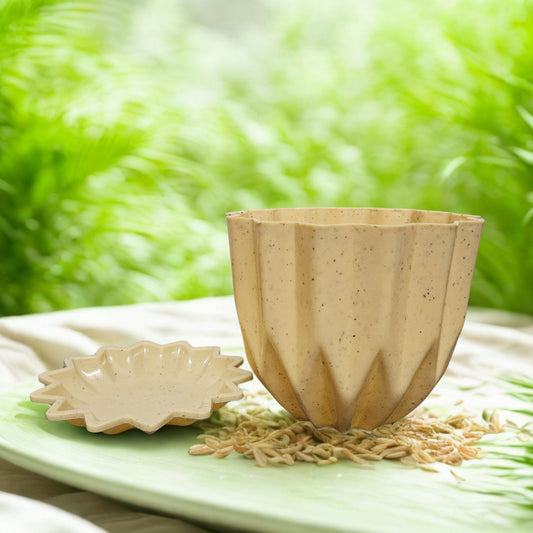 5-Inch Stylish Plastic Pot with Tray – Timeless Beige for Every Space The Grow Kart
