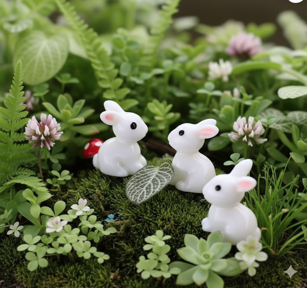 (Pack of 3)Cute Rabbit Miniatures Garden Decoration Items Garden Decor - 2.5cm The Grow Kart
